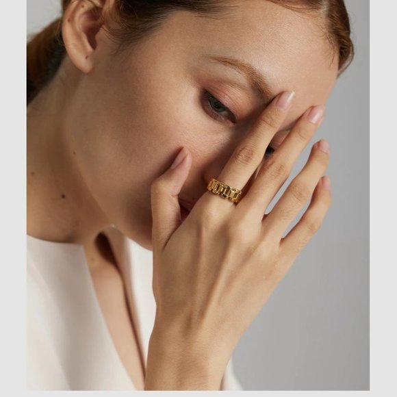 NEW 18K Gold Plated Link Chain Ring - Picture 6 of 10